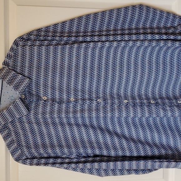 Bugatchi UOMO Slim fit blue graphic Print LS button down Size XL - Picture 1 of 11